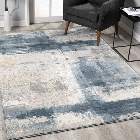 Palacedesigns 5 x 8 ft. Cream & Blue Abstract Patches Area Rug PA3094573